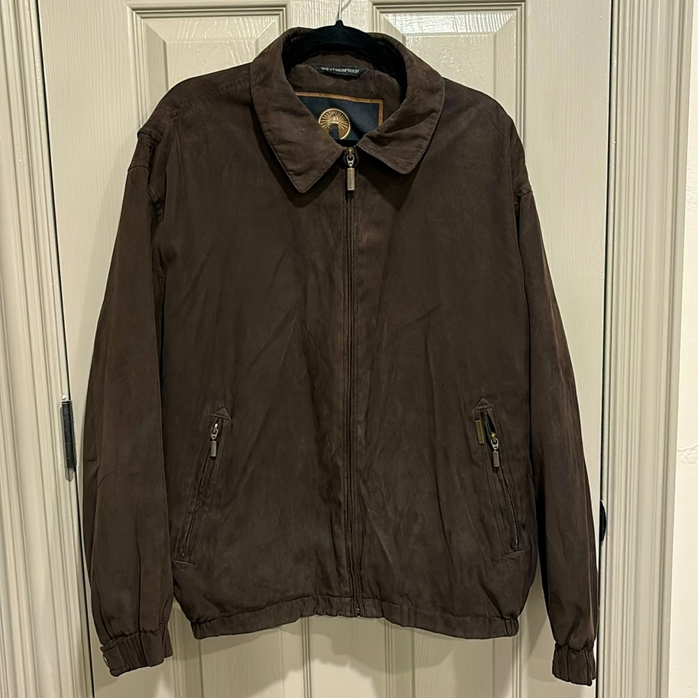 Weatherproof brown microfiber bomber jacket GUC (XL)